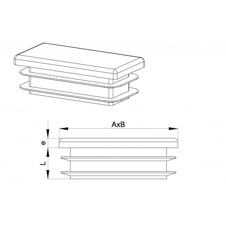 Rectangular insert for tube 40 x 20 mm GREY plastic