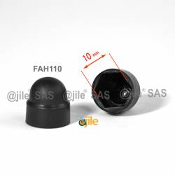 Tappo chiave 10 mm a cupola M6 di protezione per dadi e bulloni esagonali - NERO - Ajile 2