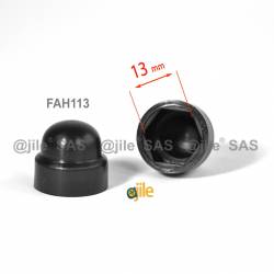Tappo chiave 13 mm a cupola M8 di protezione per dadi e bulloni esagonali - NERO - Ajile 1