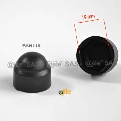 Tappo chiave 19 mm a cupola M12 di protezione per dadi e bulloni esagonali - NERO - Ajile 2