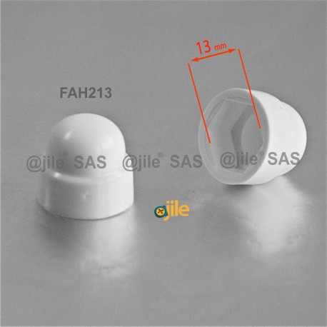 M8 diam. - 13 mm key  nut-bolt domed cap for protection, safety - WHITE - Ajile