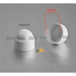 M12 diam. - 19 mm key  nut-bolt domed cap for protection, safety - WHITE - Ajile 2