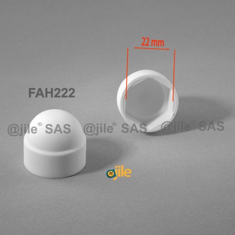 M14 diam. - 22 mm key  nut-bolt domed cap for protection, safety - WHITE - Ajile
