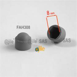 M5 diam. - 8 mm key  nut-bolt domed cap for protection, safety - GREY - Ajile 2