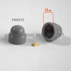 M8 diam. - 13 mm key  nut-bolt domed cap for protection, safety - GREY - Ajile 2