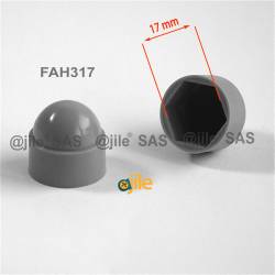 Tappo chiave 17 mm a cupola M10 di protezione per dadi e bulloni esagonali - GRIGIO - Ajile 1