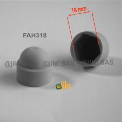 M12 diam. - 18 mm key  nut-bolt domed cap for protection, safety - GREY - Ajile 2
