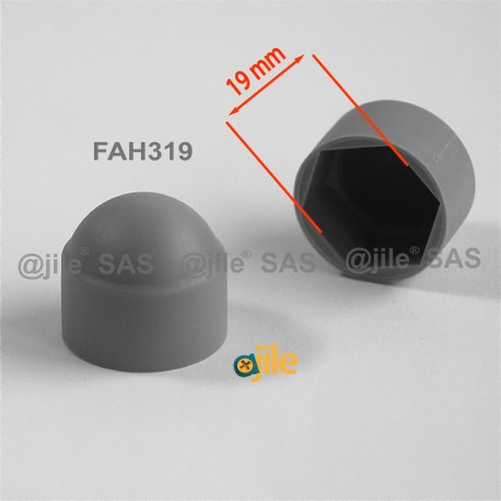 M12 diam. - 19 mm key  nut-bolt domed cap for protection, safety - GREY - Ajile
