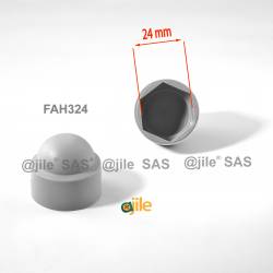 M16 diam. - 24 mm key  nut-bolt domed cap for protection, safety - GREY - Ajile 2