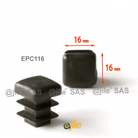 Square ribbed insert for tubes 16 x 16 mm BLACK plastic - Ajile