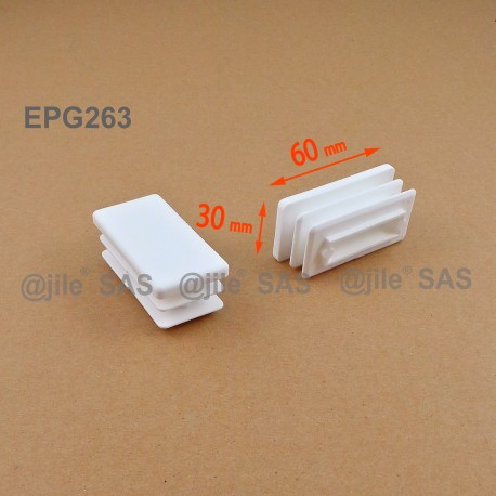 Rectangular insert for tube 60 x 30 mm WHITE plastic - Ajile Rectangular insert for tube 60 x 30 mm WHITE plastic - Ajile