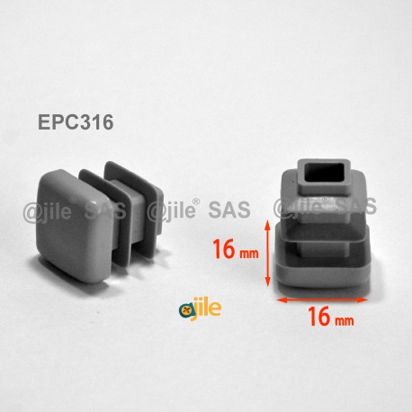 Square ribbed insert for tubes 16 x 16 mm GREY plastic - Ajile