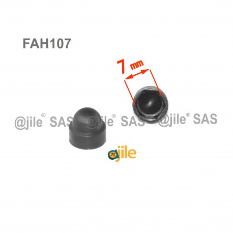 M4 diam. - 7 mm key  nut-bolt domed cap for protection, safety - BLACK - Ajile