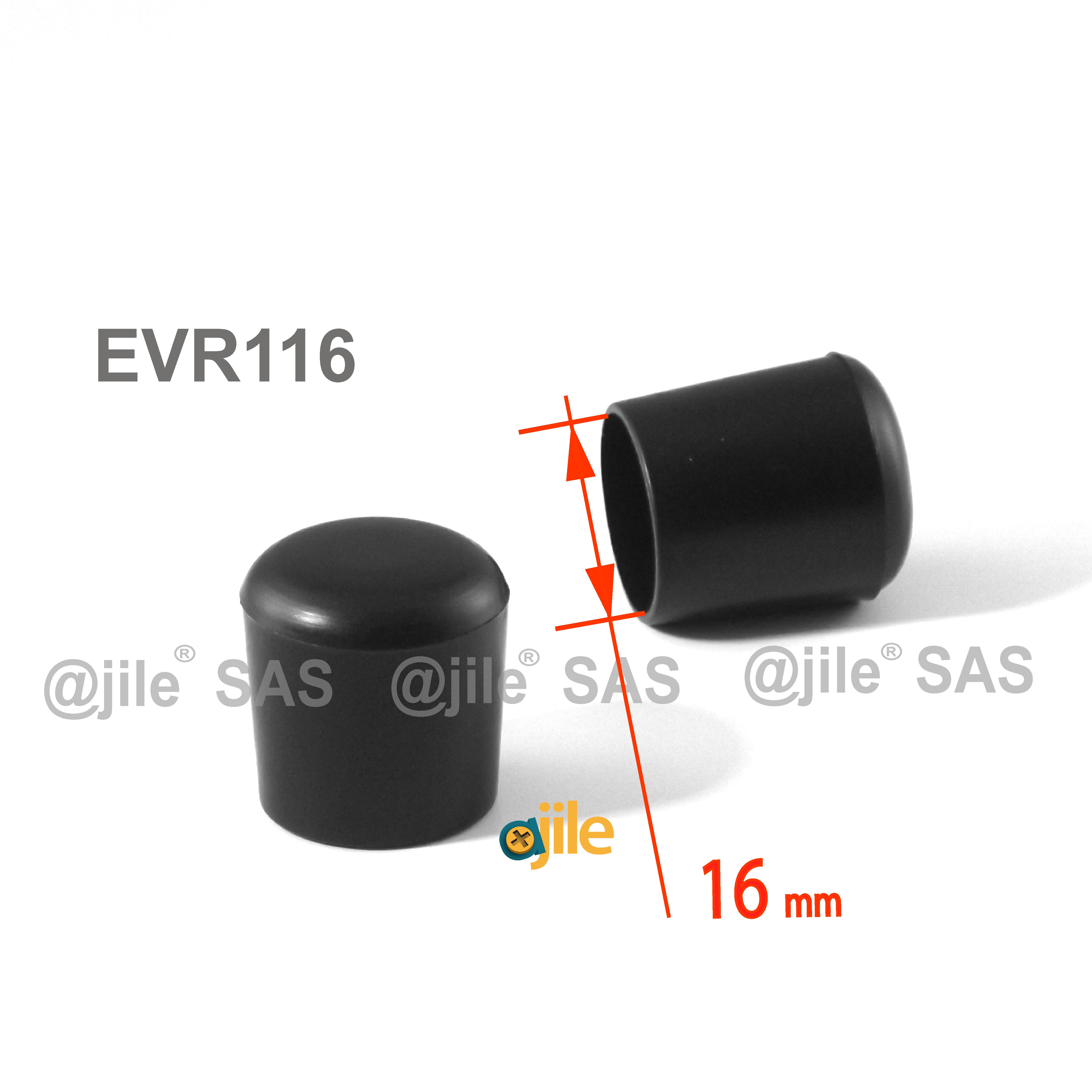 Embout enveloppant rond diam. 7 mm en plastique NOIR Embout enveloppant rond diam. 7 mm en plastique NOIR