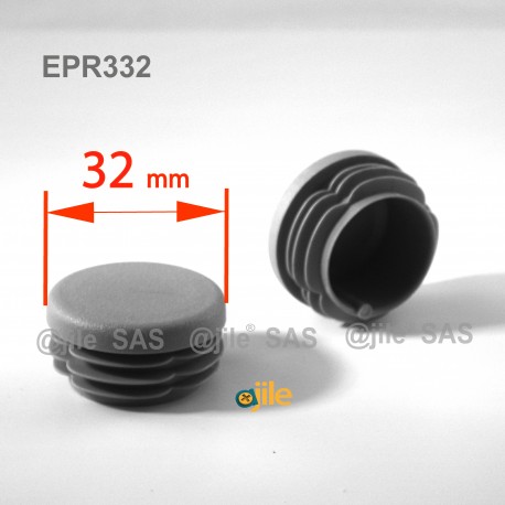 Round ribbed insert for tubes diam. 32 mm GREY plastic - Ajile