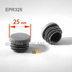 Round ribbed insert for tubes diam. 25 mm GREY plastic - Ajile 3