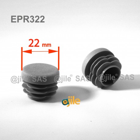 Round ribbed insert for tubes diam. 22 mm GREY plastic - Ajile