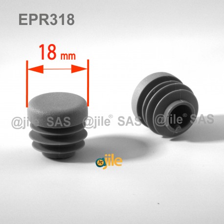 Round ribbed insert for tubes diam. 18 mm GREY plastic - Ajile