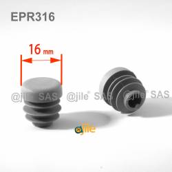 Round ribbed insert for tubes diam. 16 mm GREY plastic - Ajile 4