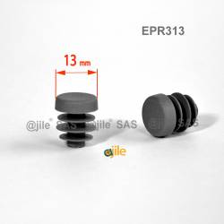 Round ribbed insert for tubes diam. 13 mm GREY plastic - Ajile 3