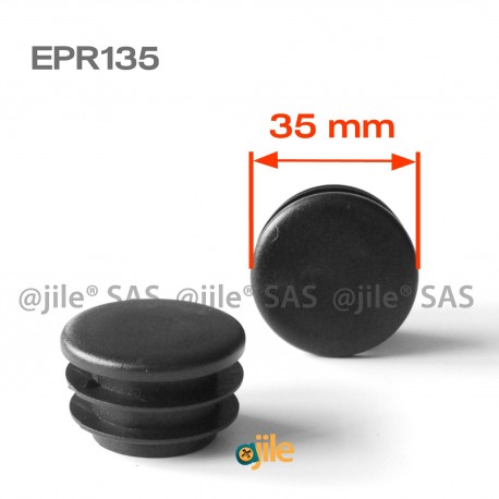 Round ribbed insert for tubes diam. 35 mm BLACK plastic - Ajile