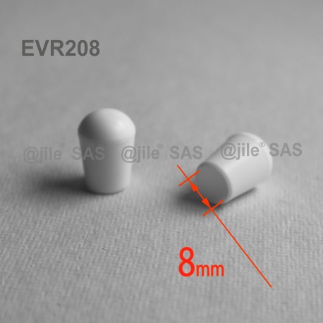 8 mm Diam. Kunststoff Kappen für Rundrohr 8 mm Aussendiameter - WEISS - Ajile