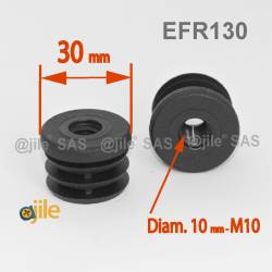 Diam. 30 mm M10 threaded ribbed insert for 30 mm outer diameter tube - BLACK - Ajile 4