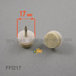 Round 17 mm diam. Heavy duty felt base nail glide - WHITE - Ajile 1