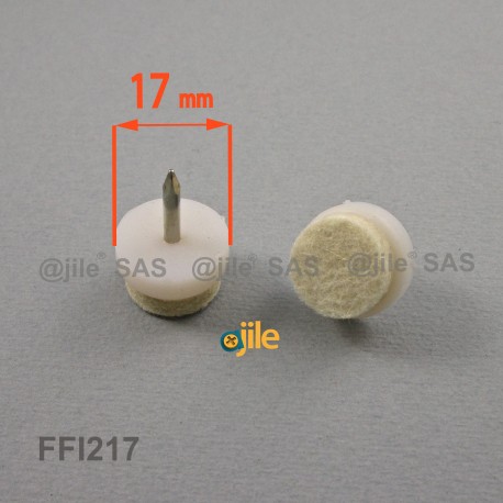 Round 17 mm diam. Heavy duty felt base nail glide - WHITE - Ajile