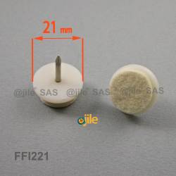Round 21 mm diam. Heavy duty felt base nail glide - WHITE - Ajile 3