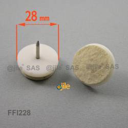 Round 28 mm diam. Heavy duty felt base nail glide - WHITE - Ajile 3
