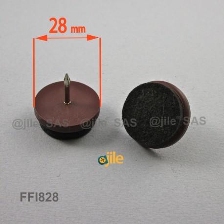 Round 28 mm diam. Heavy duty felt base nail glide - BROWN - Ajile