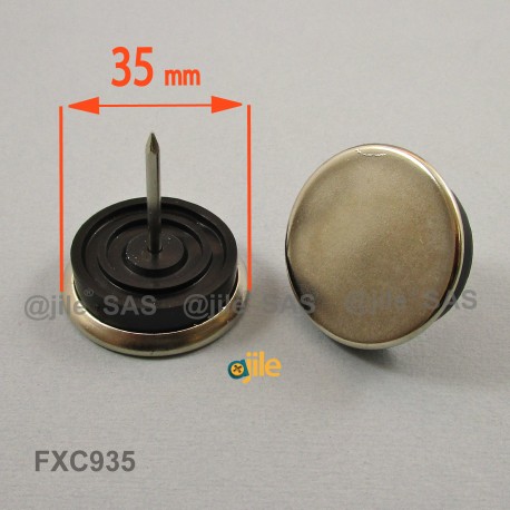 Round 35 mm diam. Steel base plastic nail glide - Ajile
