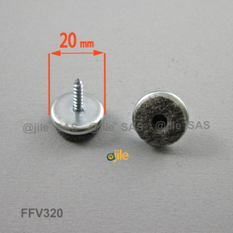 20 mm diameter screw-on Felt Glide - GREY - Ajile