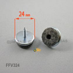 24 mm diameter screw-on Felt Glide - GREY