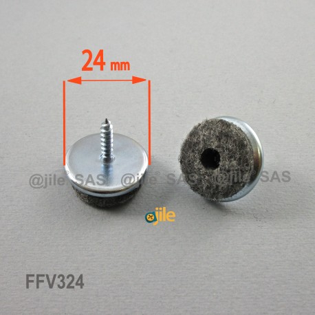 24 mm diameter screw-on Felt Glide - GREY - Ajile