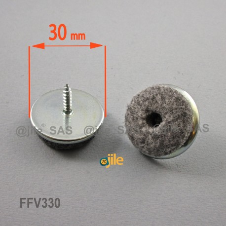 30 mm diameter screw-on Felt Glide - GREY - Ajile