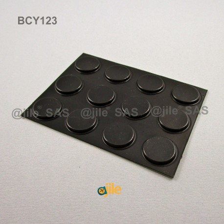 Bumper Stop  diam. 21 mm Wide Adhesive Round BLACK Thickness 3 mm - Ajile