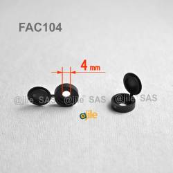 Diam. 3 - 4 mm screw hinged snap cover cap - BLACK - Ajile 3