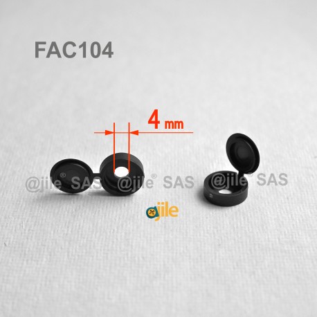 Diam. 3 - 4 mm screw hinged snap cover cap - BLACK - Ajile