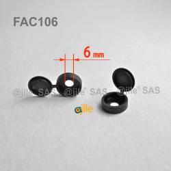 Diam. 6 mm screw hinged snap cover cap - BLACK - Ajile 1