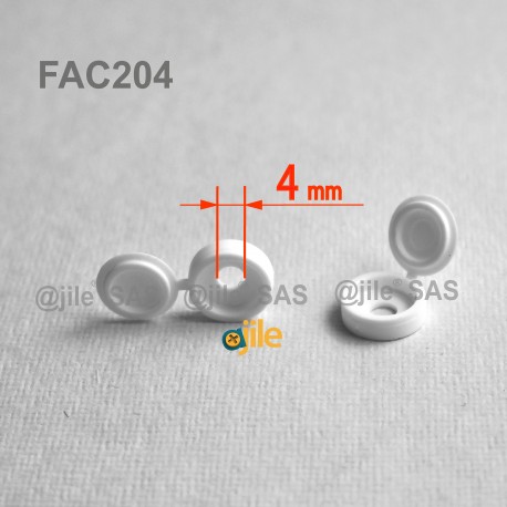 Diam. 3 - 4 mm screw hinged snap cover cap - WHITE - Ajile