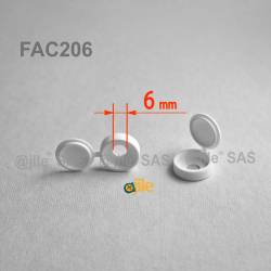 Diam. 6 mm screw hinged snap cover cap - WHITE - Ajile 3