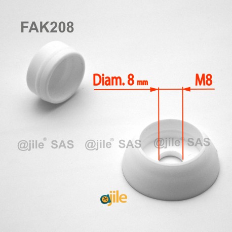 M8 diam. secure nut and bolt protection cap - WHITE - Ajile