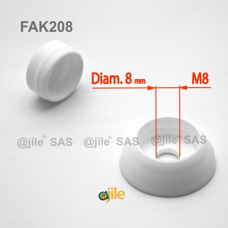 Pour vis M8 : Cache de sécurité pour vis écrou filetage diamètre 8 mm (M8) - BLANC - Ajile