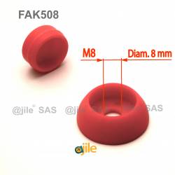 Pour vis M8 : Cache de sécurité pour vis écrou filetage diamètre 8 mm (M8) - ROUGE