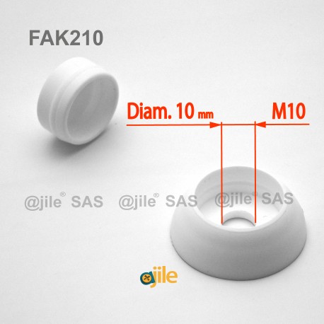 Pour vis M10 : Cache de sécurité pour vis écrou filetage diamètre 10 mm (M10)  - BLANC - Ajile