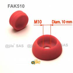 Pour vis M10 : Cache de sécurité pour vis écrou filetage diamètre 10 mm (M10)  - ROUGE