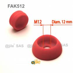 Pour vis M12 : Cache de sécurité pour vis écrou filetage diamètre 12 mm (M12) - ROUGE