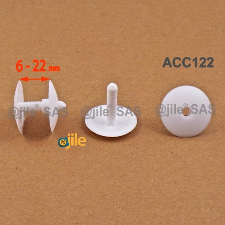 Rivetto spess. 6 a 22 mm a cricchetto per cartoni/assemblaggio di pannelli - Plastica - BIANCO - Ajile